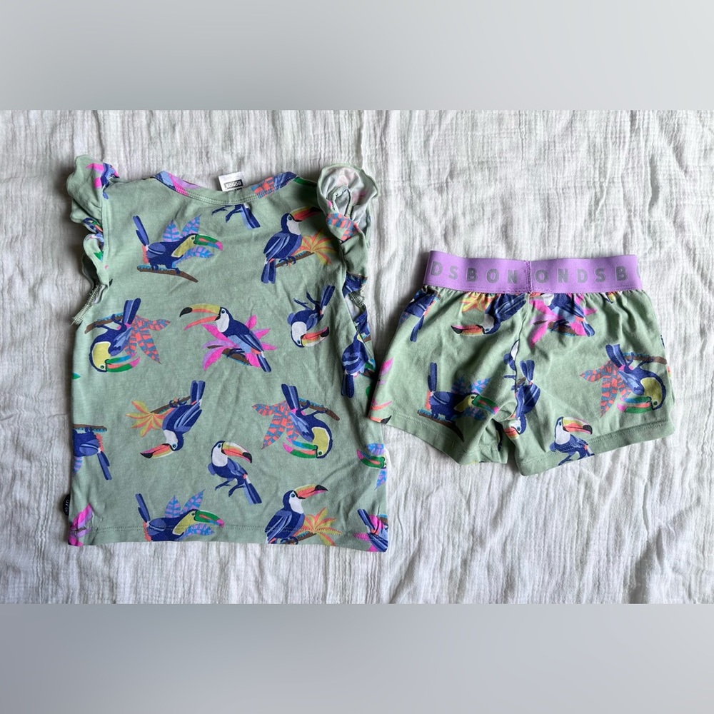 Bonds Pajama Set - Ruffle Sleeve Shirt + Shorts - Size 2 / 18-24 Months - Picture 2 of 4